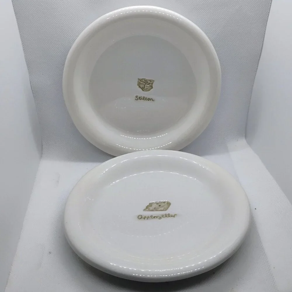 Williams Sonoma White Appetizer Plates Set of 2 Cheese & Wine Series 7